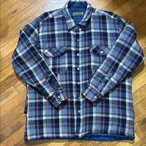 Vintage Pine Grove Quilted Men’s Sz XL wool blend blue Plaid Button-Up shacket